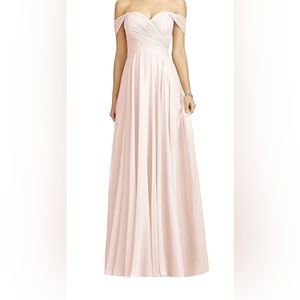Dessy Collection Blush/ Pink Bridesmaid Dress Off The Shoulder Long Dress